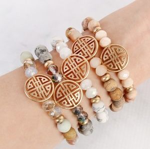 Natural Stone with Filigree Circle Accent Bracelet